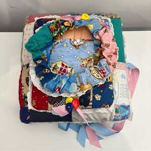Vintage 1980s Handmade Quilted Baby Scrapbook Memory Book 11x12